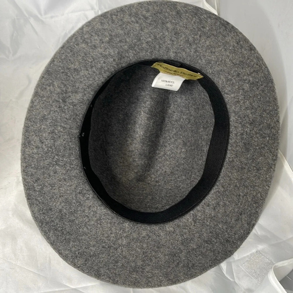 RAFFAELLO BETTINI Grey Felt Wool Fedora Hat Orgami Fold Ribbon & Band Italy S - Picture 5 of 7